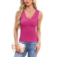 thumbnail image 1 of Womens Summer Casual V Neck Sleeveless Workout Tank Tops Pink M, 1 of 9