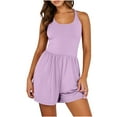 thumbnail image 1 of Womens Summer Casual Workout Rompers Sleeveless Athletic Short Jumpsuit 1 Piece Gym Yoga Outfits, 1 of 9