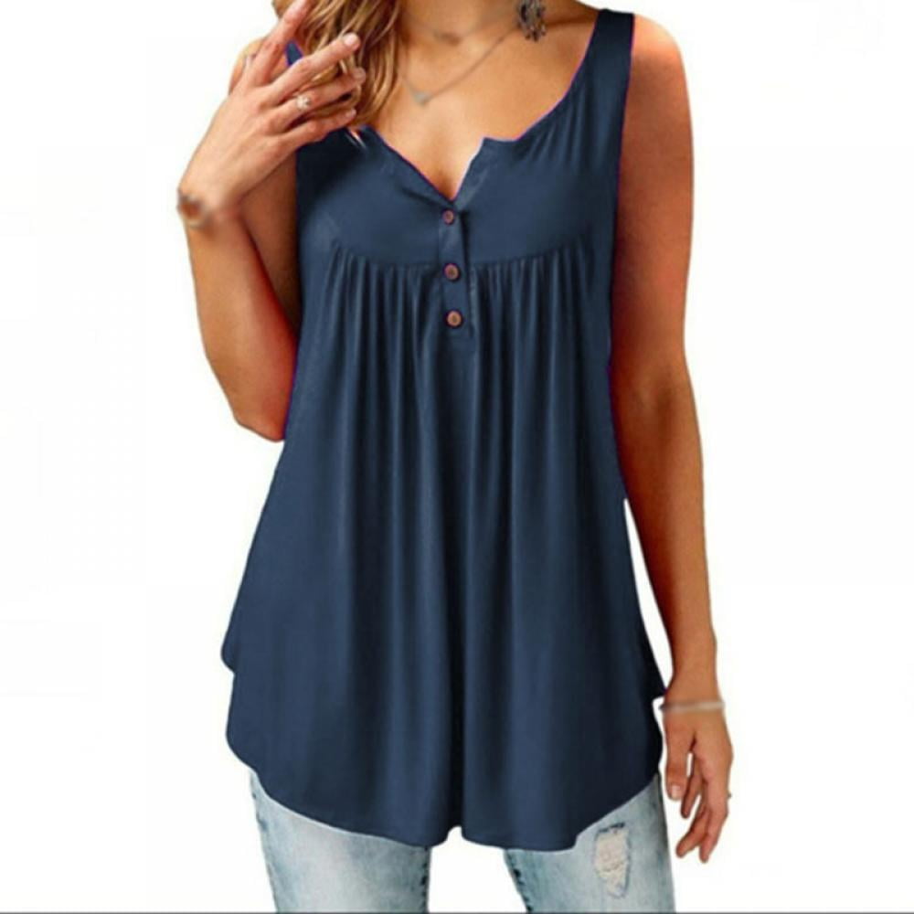Womens Summer Chiffon VNeck Tank Tops