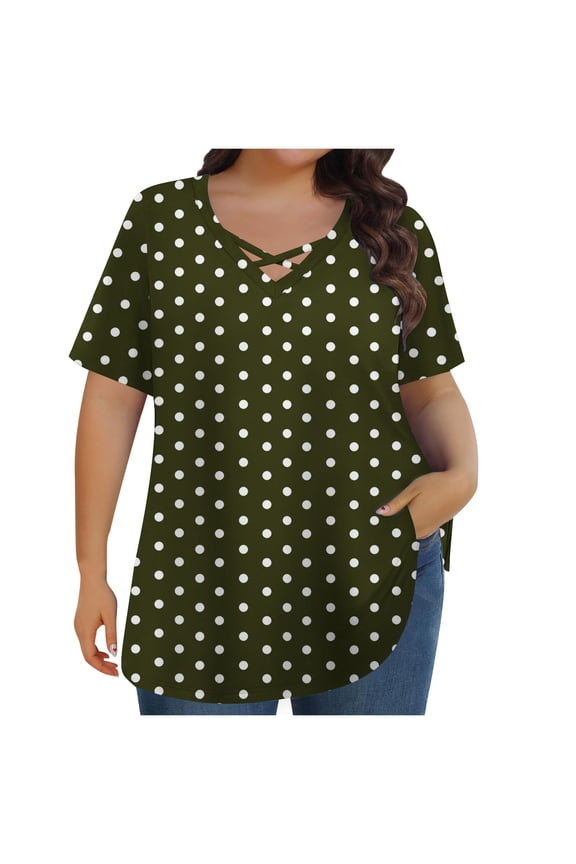 Womens Summer Clothes,Blouses for Women Fashion,Women's Fashion Summer Printed Plus Size Short Sleeve V-Neck Blouses,Plus Size Clothes for Women