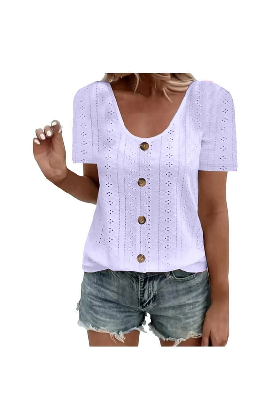 Womens Summer Clothes,Blouses for Women Fashion,Womens Fashion Summer Short Sleeve Round-Neck Solid Casaul T-Shirt,Short Sleeve Shirts for Women