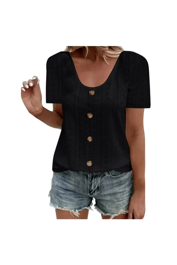 Womens Summer Clothes,Blouses for Women Fashion,Womens Fashion Summer Short Sleeve Round-Neck Solid Casaul T-Shirt,Short Sleeve Shirts for Women