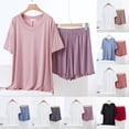 thumbnail image 1 of Womens Summer Clothes Pjs Sets for Women Women's V-Neck Loose Solid Color T-Shirt Loose Shorts Home Wear Two-Piece Pajama Sets Khaki Xl, 1 of 3