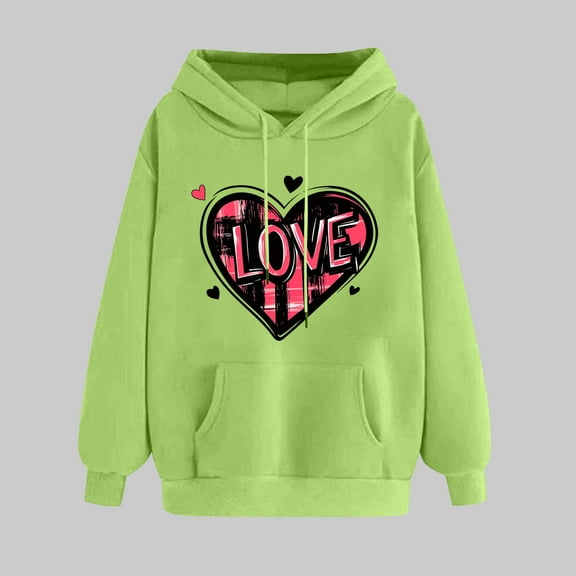 Womens Summer Clothes Women's Tops Ndbuld Women's Print Winter Hoodie Pullover Tops Long Sleeved Comfortable Sweatshirt Rollbacks,Green,M