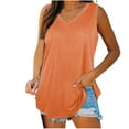 thumbnail image 1 of Wo-Fusoul Women's Solid Color V-Neck Tank Top, Loose Fit Casual T-Shirt, Daily Wear, 1 of 8