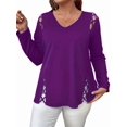 thumbnail image 1 of Womens Summer Cold Shoulder Tops Long Sleeve T Shirts Pullover -Strap Cutout Design Blouses  4XL, 1 of 5