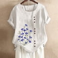 thumbnail image 1 of Womens Summer Cotton Linen T-Shirts Casual Crewneck Dandelion Print Short Sleeve Tunic Tops Loose Comfy Gauze Blouses, 1 of 4