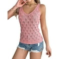 thumbnail image 1 of Womens Summer Crochet Tank Tops Knit Sleeveless Scoop Neck Sweater Vest Boho Hollow Out Cover Ups Pink L, 1 of 9
