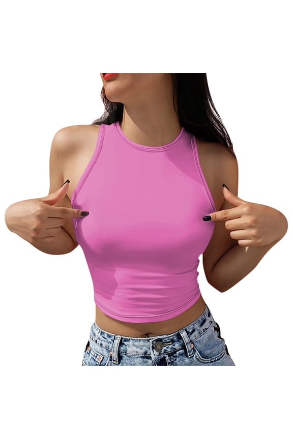 Womens Summer Crop Tops Sleeveless Racerback Crew Neck Tank Top Sleeveless Undershirts Women 2x Camisole Top for Women Shirts for Women Top Baseball Mom Tops for Women Dress Top Animal Printed Silk