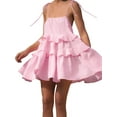 thumbnail image 1 of Womens Summer Dress Adjustable Spaghetti Strap Sleeveless Flowy Mini Short Dresses Pink L, 1 of 6