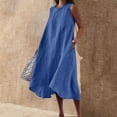 thumbnail image 1 of Womens Summer Dress Dresses for Women Summer Dresses For Women Print Sleeveless Round Neck Dress Casual Long Dresses Blue S, 1 of 6