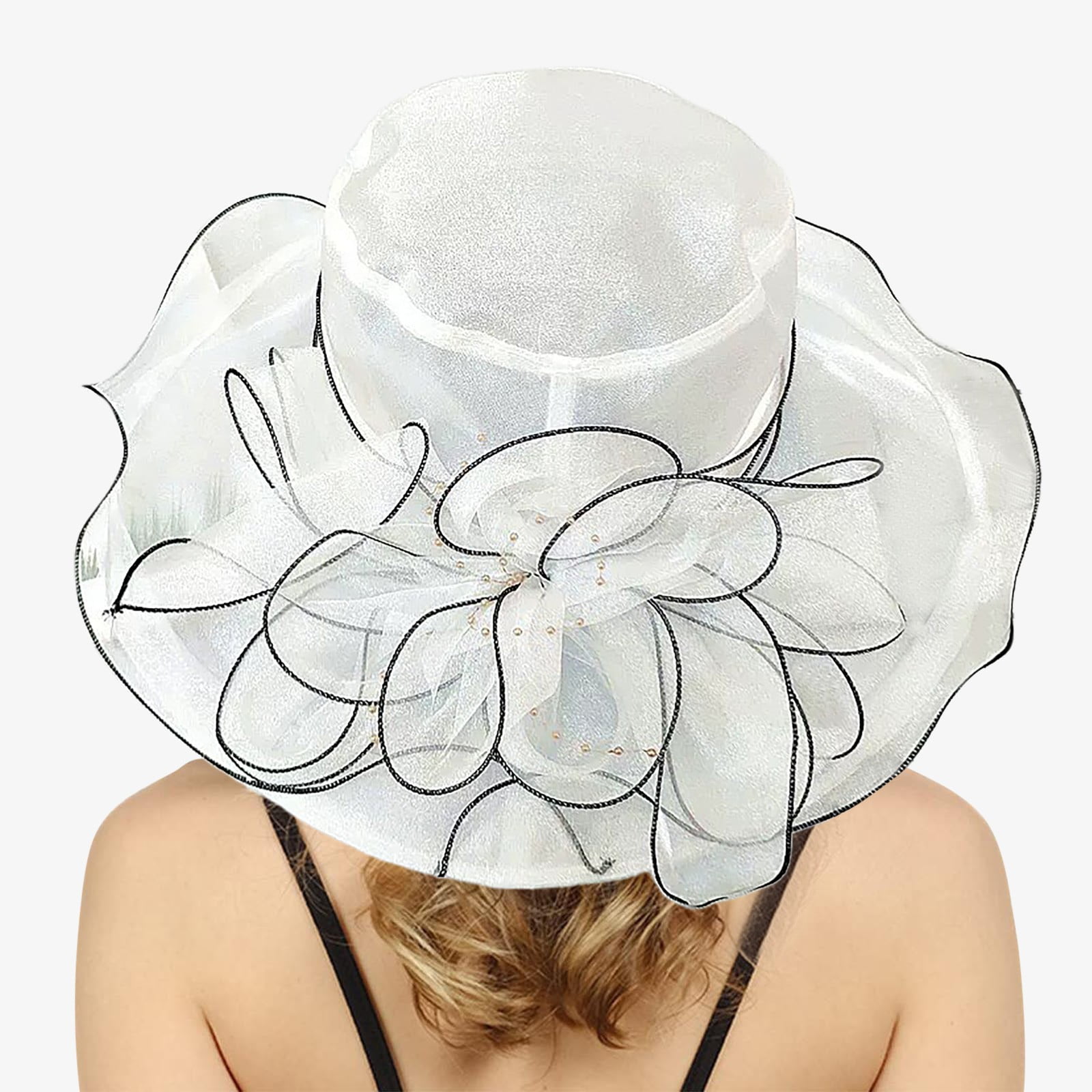 Womens Summer Dress Hat Wide Leaf Flower Bridal Shower Hat Sun Hats ...