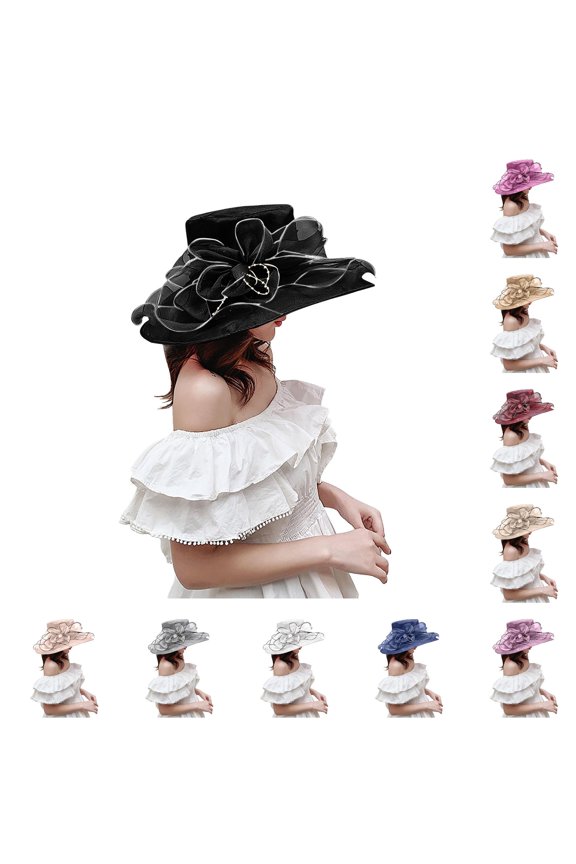 Womens Summer Dress Hat Wide Leaf Flower Bridal Shower Hat Sun Hats Beach Hat Oversized Hats for Women Floppy