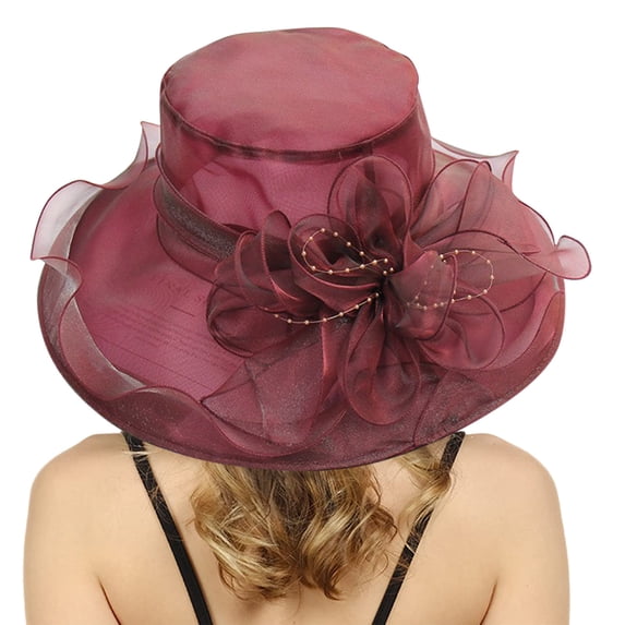 Womens Summer Dress Hat Wide Leaf Flower Bridal Shower Hat Sun Hats Beach Hat