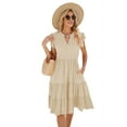 thumbnail image 1 of Womens Summer Dress Ruffle Sleeve V Neck Midi Dresses  XL, 1 of 4