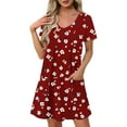 thumbnail image 1 of Womens Summer Dresses 2025 Beach Casual Loose Tshirt Floral Short Sleeve Flowy Pockets Sundresses Fashion Outfits, 1 of 7