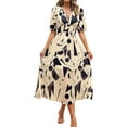 thumbnail image 1 of Womens Summer Dresses 2025 Casual Puff Short Sleeve V Neck Floral Boho Maxi Dress L, 1 of 9