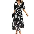 thumbnail image 1 of Womens Summer Dresses 2025 Casual Puff Short Sleeve V Neck Floral Boho Maxi Dress, 1 of 8