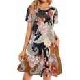 thumbnail image 1 of Womens Summer Dresses Beach Casual Loose Tshirt Floral Short Sleeve Flowy Pockets Sundresses Size XL, 1 of 7