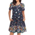 thumbnail image 1 of Womens Summer Dresses Beach Casual Tshirt Plus Size Floral Short Sleeve Loose Flowy Sundresses, 1 of 6