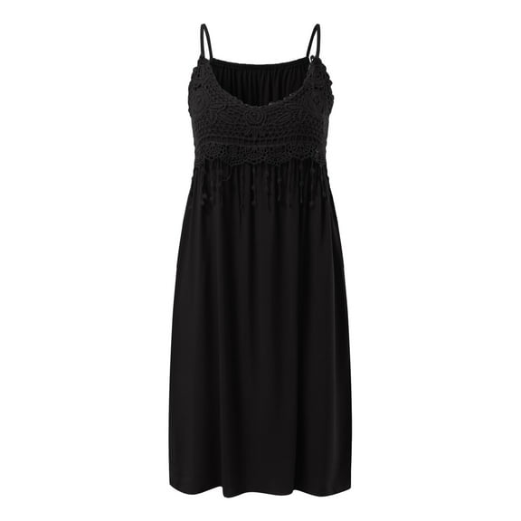 Womens Summer Dresses, Casual Dresses for Women,Sleeveless Women's Casual Dress Lace Tunic Hollow Trap Spaghetti Loose Flowy Summer Beach Dress Comfortable Stylish Elegant