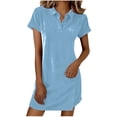 thumbnail image 1 of Womens Summer Dresses Casual Printed Short Sleeved Round Neck Loose And Comfortable Short Nightgown A-Line Party Dress with Pockets, 1 of 7