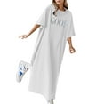 thumbnail image 1 of Womens Summer Dresses, Casual Summer Dresses for Women,Women's Flowy Summer Dress Casual Loose Fit Floral Print Short Sleeve T-Shirt Maxi Dress Comfortable Stylish Everyday Wear, 1 of 4