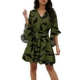 thumbnail image 1 of Womens Summer Dresses, Casual V Neck Floral Dress Half Sleeve Tunic Lightweight Midi Sundress For Beach Wedding Guest Vacation Tall Black Dresser Maxi Women Dress Clothes (XL, Wine) ZMTing, 1 of 4