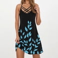 thumbnail image 1 of Womens Summer Dresses Casual Women's Summer Fashion Printed Sleeveless Suspenders Pullover Ladies Dress Light Blue M, 1 of 5