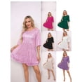 thumbnail image 1 of Womens Summer Dresses Crew Neck Short Sleeve Plus Size Sequined Sundress Women Casual Beach Summer Dress Boho Flowy Cover Up Short Dress, 1 of 6