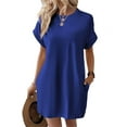 thumbnail image 1 of Womens Summer Dresses Fashion 2025 Short Sleeve Spring Mini Dress Casual Beach Vacation Clothes Dresses Blue XL, 1 of 9