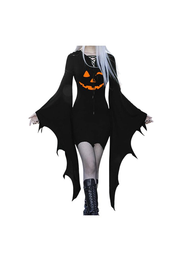 Womens Summer Dresses Fashion Vintage Flared Sleeve Dress Gothic Dress Performance Spring Dress Orange XXL