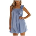 thumbnail image 1 of Womens Summer Dresses Loose Sleeveless Ruffle Sleeve Short Flowy Pleated Mini Dress with Pockets, 1 of 9