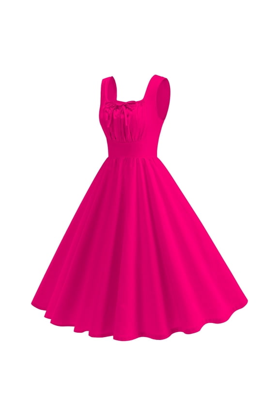 Womens Summer Dresses Ndbuld Fashion Summer Women Patchwork Short Sleeve Casual Evening Party Prom Dress Hot Pink XL