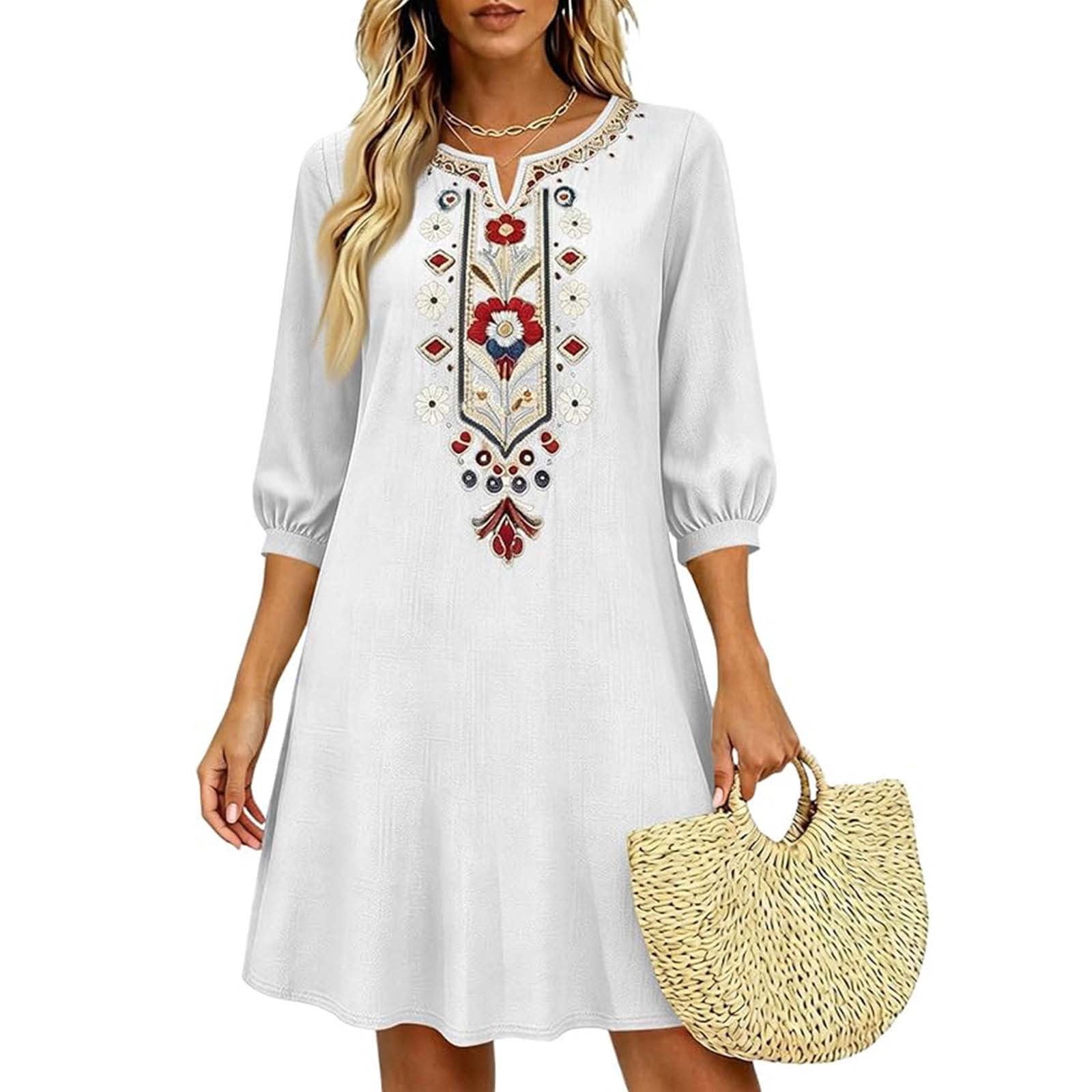 embroidered dresses summer Dreaming Of Summer Embroidered Dress In White