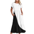 thumbnail image 1 of Womens Summer Dresses Sevevn Women's Fashion Print Round Neck Short Sleeve Printed Dress Maxi Dresses, 1 of 4