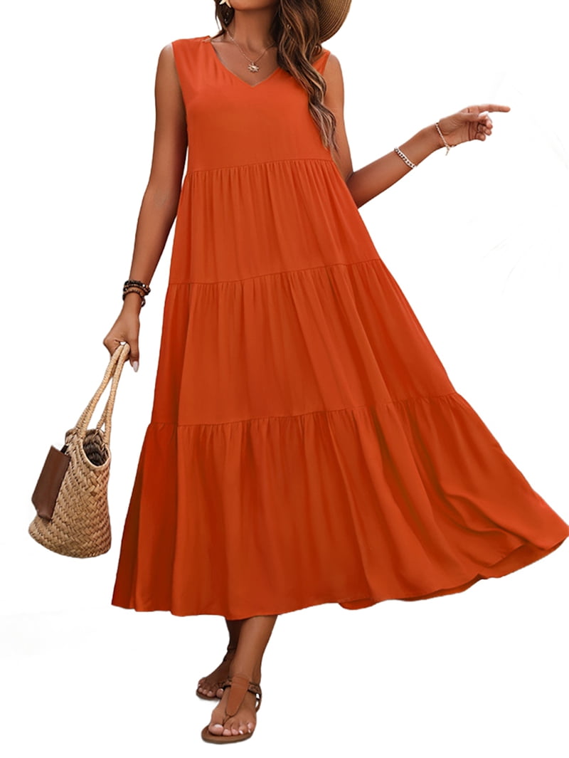 strapless open back dress Khandi Flowy Date Night Dress Copper Orange– Selfie Leslie