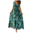 thumbnail image 1 of Womens Summer Dresses V Neck Floral Elegant Casual Boho Maxi Long Dress Beach Vacation Clothes Outfits Cruise Wear Vestidos Casuales Para Mujer Classy, 1 of 9
