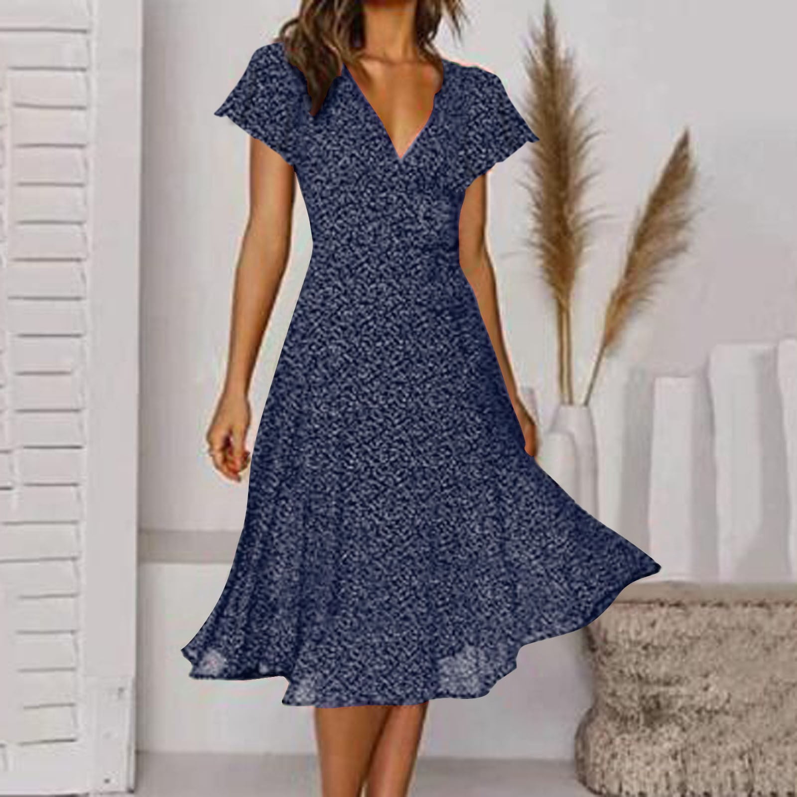 Ladies Dresses Blue White Spotted Dress Claudia 50's Sleeved Dress