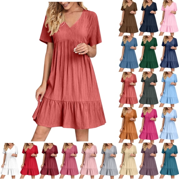 Womens Summer Dresses Women's Summer Button Up Shirt Skirt With A Collar Made Of Cotton And Linen Mini Dress Beige S
