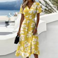 thumbnail image 1 of Womens Summer DressesShort Sleeve Wrap V-Neck Hight Waist Sundress A-Line Beach Vacation Dresses 2026, 1 of 7