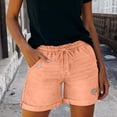 thumbnail image 1 of Womens Summer Elastic Waist Casual Shorts With Pockets Drawstring Double Pocket Slim Skinny Jeans Shorts, 1 of 7