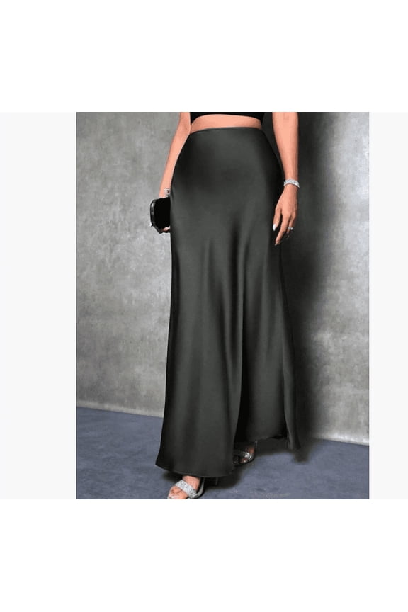 Womens Summer Fall Skirt Silk Elegant High Waist Cocktail Party Wedding Mermaid Satin Maxi Skirts