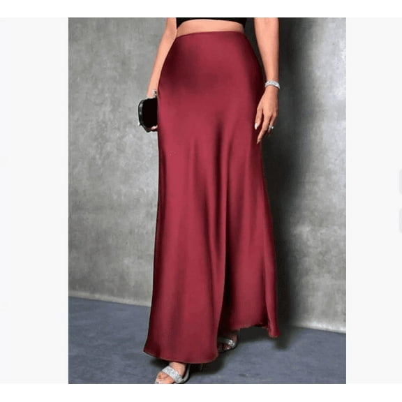 Womens Summer Fall Skirt Silk Elegant High Waist Cocktail Party Wedding Mermaid Satin Maxi Skirts