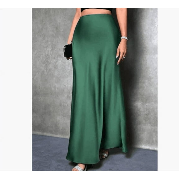 Womens Summer Fall Skirt Silk Elegant High Waist Cocktail Party Wedding Mermaid Satin Maxi Skirts