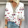 thumbnail image 1 of Womens' Summer Fashion 3/4 Sleeve Lace Deep V-neck Shirt Tops Three Quarter T Shirt AutumnBlouse Tops Sweatshirt Present for Women 50% off Clearance, 1 of 5