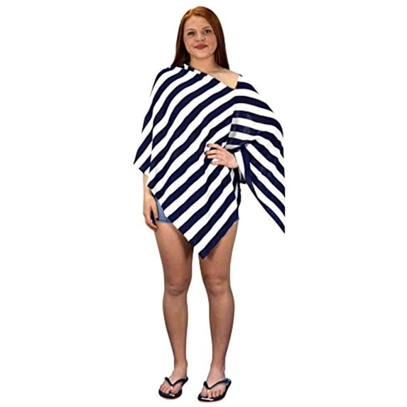Womens Summer Fashion Light Weight Striped Poncho Shrug Cover Up