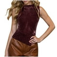 thumbnail image 1 of Womens Summer Fashion Sequin Tops High Neck Sequin Sparkle Sleeveless Tanks Tops Blouses, 1 of 6