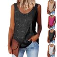 thumbnail image 1 of Womens Summer Fashion Sequin Tops Scoop Neck Sequin Sparkle Shimmer Sleeveless Tanks Tops Blouses,Black S, 1 of 6