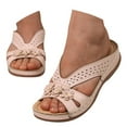 thumbnail image 1 of Womens Summer Flats Sandals Casual Bohemian Dressy Thong Flat Shoes Comfortable Slip on Beach Sandal, 1 of 4